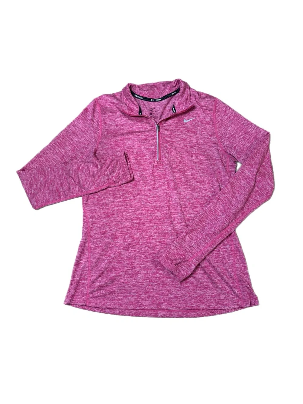 Nike Dri-Fit Heathered Pink Quarter-Zip Long Sleeve Top Women’s Size M